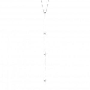 New Ania Haie Rhodium-Plated Modern Beaded Sterling Silver Y Necklace